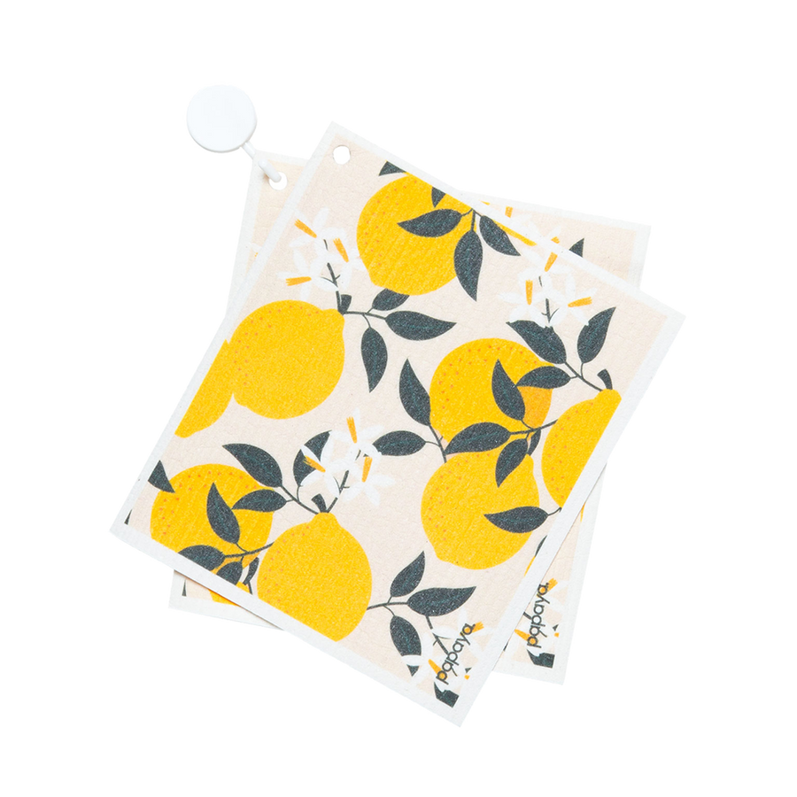 Squeeze The Day  Yellow Lemon Print Paper Towel - Papaya