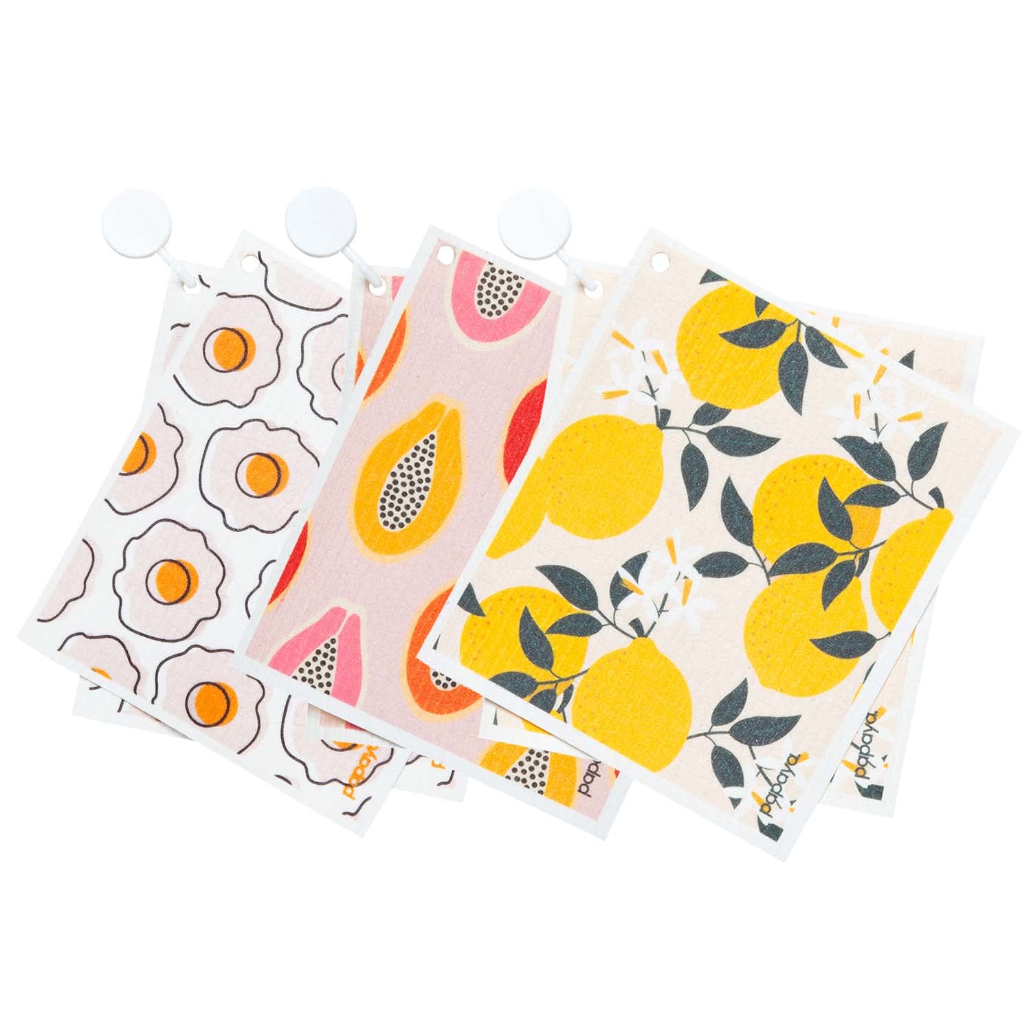 Homeostasis Living Reusable Paper Towels - Ginger Beige Botanical Print, 12 Pack With Wash Bag, 11"x11", Organic Cotton